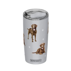 SERENGETI Chocolate Labrador 20 Oz. Stainless Steel, Vacuum Insulated Tumbler with Spill Proof Lid - 3D Print - Insulated Travel mug for Hot or Cold Drinks (Labrador Chocolate Tumbler)