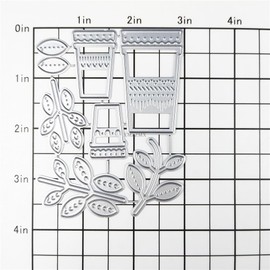 XMZZMX Patchwork Flower Pots and Leaves Metal Cutting Dies for Card Making, Paper Embossing Die Cuts Kit Templates Supplies, Photo Frame Album DIY Scrapbooking Stencils Sets