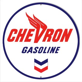 Handmade Chevron Gasoline Metal Sign 14 & 18 Round