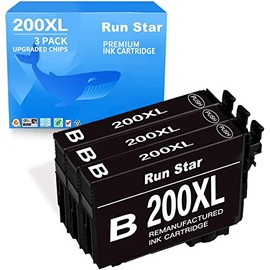 Run Star Remanufactured 200XL Black Ink Cartridge Replacement for Epson 200XL T200XL T200 Black for Expression Home XP-200 XP-300 XP-310 XP-400 XP-410 Workforce WF-2520 WF-2530 WF-2540 Printer, 3-Pack