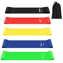 Resistance Bands, Set of 5 Skin-Friendly Resistance Fitness Exercise Loop Bands with 5 Different Strength Levels - Carrying Case Included - Ideal for Home,Gym,Yoga,Training (5 Pack)