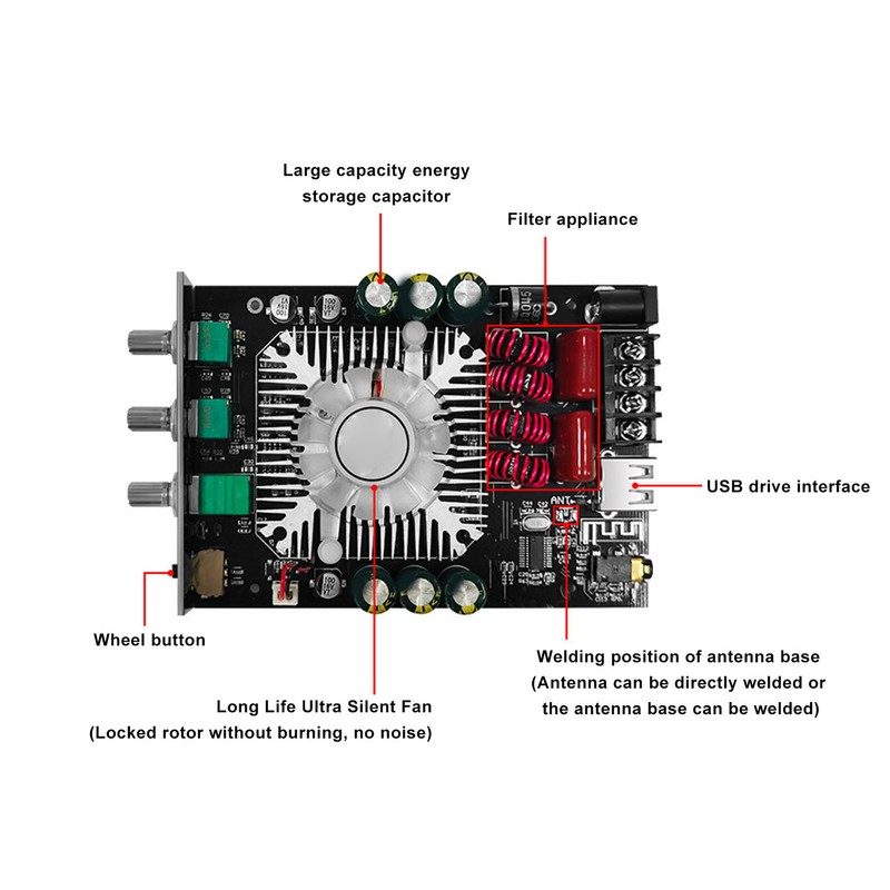 Bluetooth Digital Power Amplifier Module HD Sound High Low Pitch