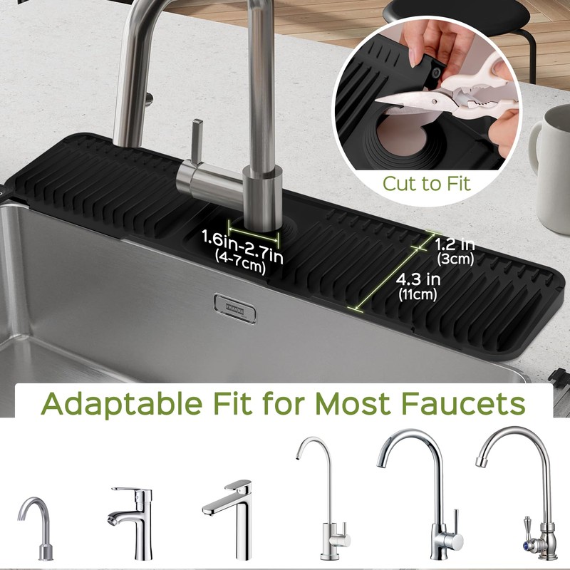 24 Inch Silicone Faucet Mat for Kitchen Sink Splash Guard