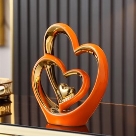 ODMYZG Doppelherz-Ornament,Doppelherz-Keramik-Statue,Heimdekoration,kreative Heimdekoration,Geschenk,Büro,Wohnzimmer,Dekoration,Souvenir,geeignet als Geschenk,Höhe 25,5 cm.