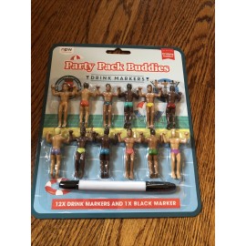 Drinking Buddies Party Pack Buddies Drink Markers Lot Of 12 And 1 Black Mrkr New