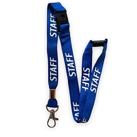 PAC Supplies Global 15mm Colourful STAFF Printed Neck Lanyard With 3 Point (Triple) Safety Breakaway (Blue, 1)