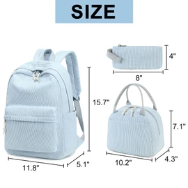 LOIDOU Backpack for Teenagers Girls Bookbags Children's Backpack Kids School Backpack with Lunch Bag Pencil Case School Bag Set for School (Blue)