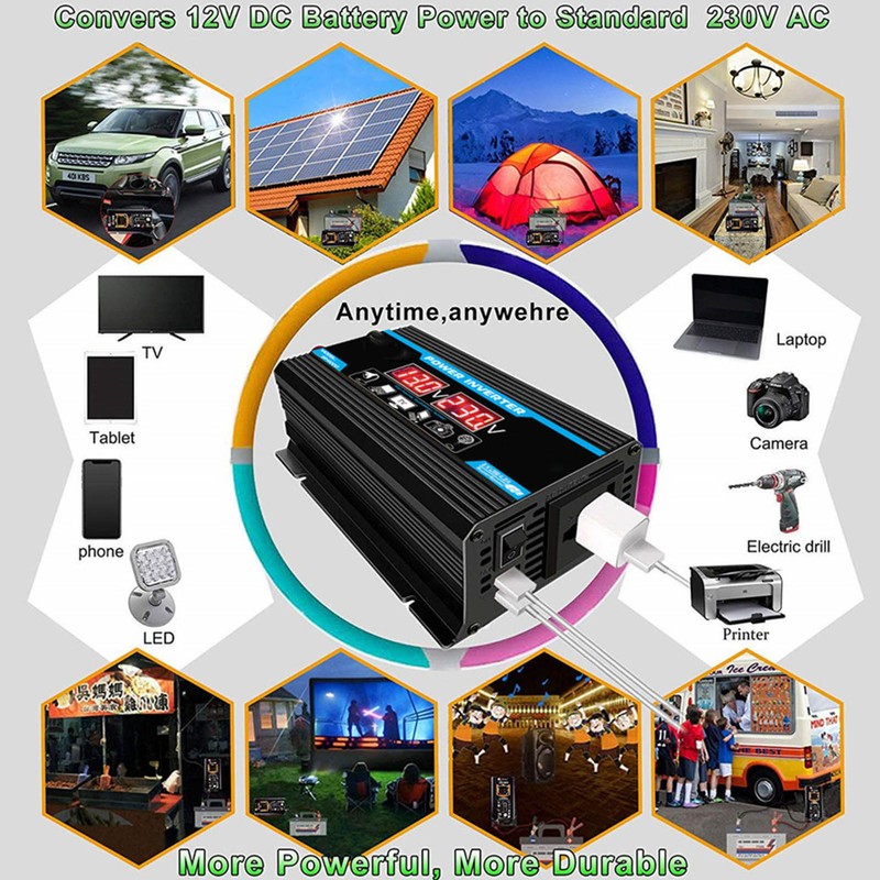 300W Modified Sine Wave Inverter USB Car Power Inverter Adapter