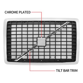 Chrome Front Grille with Bug Screen & Screws for 2004-2017 Volvo VNL