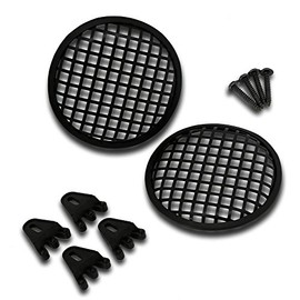 Universal 5” Waffle Mesh Heavy Duty Metal Speaker Grill Cover for Home Audio, Car Speakers, Woofers, Loudspeakers - Comes in Pair, Includes Mounting Brackets and Screws for Easy Installation - GW5BK