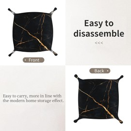 Black Marble Valet Tray Catchall Trays Key Organizer Leather Tray Night Stand Organizer Bedside Vanity Trays Decor for Entryway Table