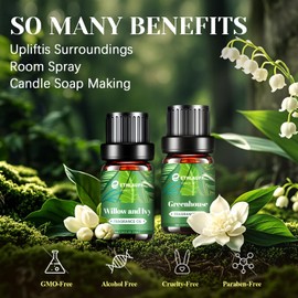 Spring Essential Oils Set, Nature Fragrance Oil for Diffuser for Home, Candle Sopa Making - Enchanted Forest, Willow and Ivy, Clover and Aloe, Fresh Bamboo, Spring Scented Oil Gift Set
