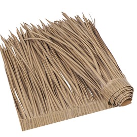 SEKKVY Tiki Hut Grass Roof, Mexican Style Palm Thatch Rolls, Artificial Palapa Thatch Roofing for Tiki Bar, Duck Blind Grass for Garden Umbrella Luau Party Decoration (Gray, 16" x 197")