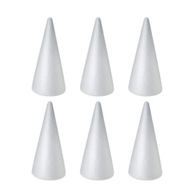 EXCEART 6-Piece 19cm Foam Cones for DIY Craft Christmas Tree Table Centerpiece Decoration