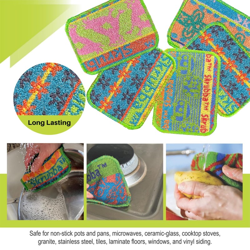 Wet-it! Skrubba 3-Pack Reusable Dish Scrubbers – Non-Scratch Scouring Pads
