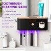 Toothbrush Sterilizer Holder Wall Mounted, USB Rechargeable Automatic Toothpaste Dispenser