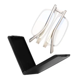SKYOAK Evolved Folding Reading Glasses For Women Men Blue Light Blocking Anti UV Eyestrain Foldable Portable Compact Readers with Flat Hard Case Pocket Computer glasses 2.25 CLEAR