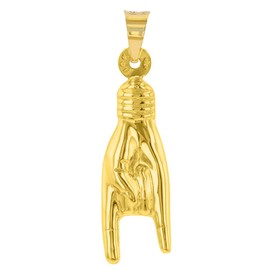 Jewelry America 14K Yellow Gold Hand Charm Mano Cornuto Good Luck Sign Pendant