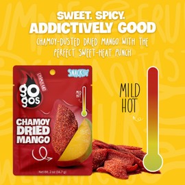 GOGOS by Chamoland Pack of 10 Chamoy Dried Mango, Dried Fruit Snacks with Sweet, Tangy, & Spicy Flavors, Real Mexican Snacks Made with Dry Chamoy Mango Slices, 2 oz
