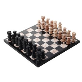 NOVICA Decorative Marble Chess Sets, Black, 'Glorious Battle'
