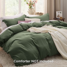 Bedsure Olive Green Oversized King Duvet Cover - Soft Prewashed Oversized King Duvet Cover Set, 3 Pieces, 1 Duvet Cover 120x98 Inches with Zipper Closure and 2 Pillow Shams, Comforter Not Included