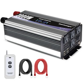 Cantonape 3000W Power Inverter 12V to 110V/120V DC to AC with LCD Display, Remote Controller and 4 x AC Outlets Car Adapter for Car Truck Boat RV Off Grid Solar System