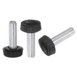 uxcell 20pcs M6 x 20mm Metric Male Thread Knurled Knobs, Thumb Screw Clamping Knobs Grip Plastic Handle Hand Knobs with Threaded Stud, Black