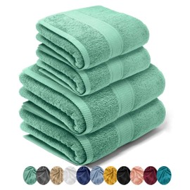 LEBENGOOD - High Quality Cotton Towel Set 550gsm 2 Basins 2 Shower Cubicles Extra Soft Absorbent and Durable (2 50 x 90 x 2 70 x 130 Aqua)