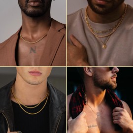 Reoxvo Chains for Men， Gold Chain for Men 14k 3 MM Gold Rope Chains Neck Jewelry for Men 20 Inch