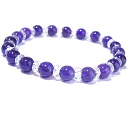 Kanaishi ∞ [Healing the heart, spending your day happy, amulet] Amethyst Bracelet, Women's, Men's, Natural Stone, Power Stone, 0.2 inch (6 mm) Cut Crystal, (For Purification Purification), Women's M, Approx. 6.1 inches (15.5 cm) (General Women))