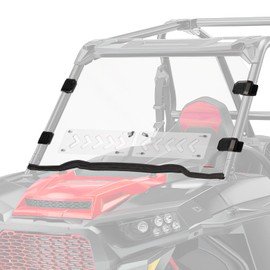 KEMIMOTO 14-18 XP 1000 Front Windshield 2-IN-1 Vented Pre-Installed Rubber Strip, Compatible with 2014-2018 Polaris RZR XP 1000 / RZR 900 / XP Turbo, Hard-Coated PC Less Fog UTV Full Window
