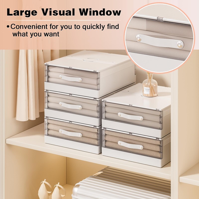 GUDEMAY Bed Sheet Organizers and Storage Plastic, 4 pcs Foldable