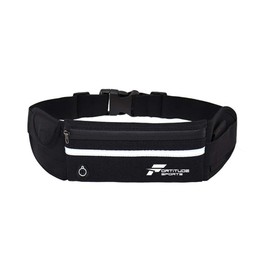 Running Belt with Phone Holder | Running Waist Pack for Phones, Headphones and Water Bottle | Waterproof Running Belt for Women and Men (Black)
