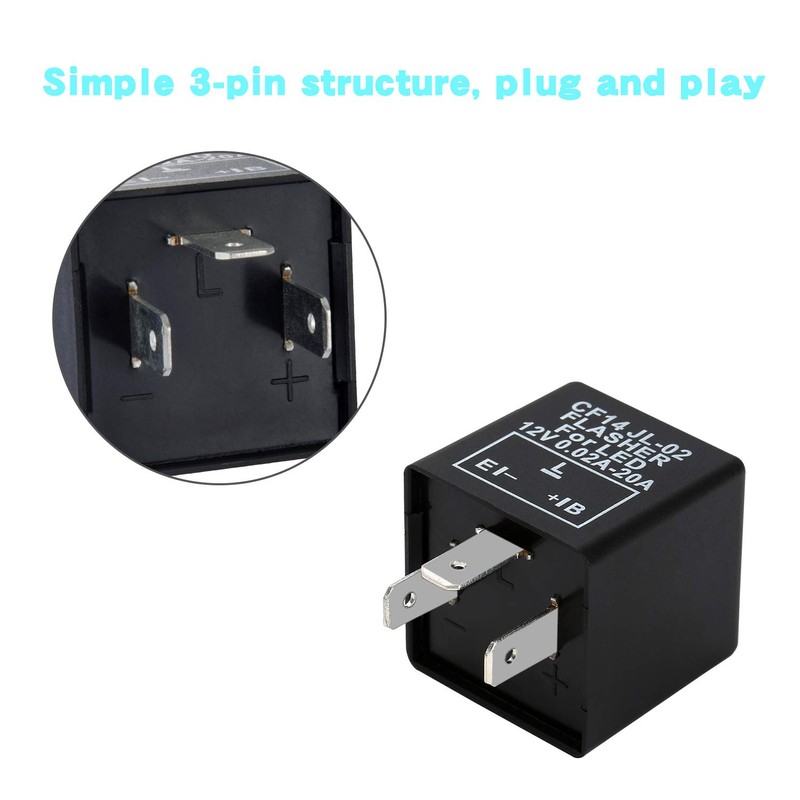 Yizhet ​​3 Pin Flasher Relay 0.02A-20A 12V Motorcycle Indicator Flasher