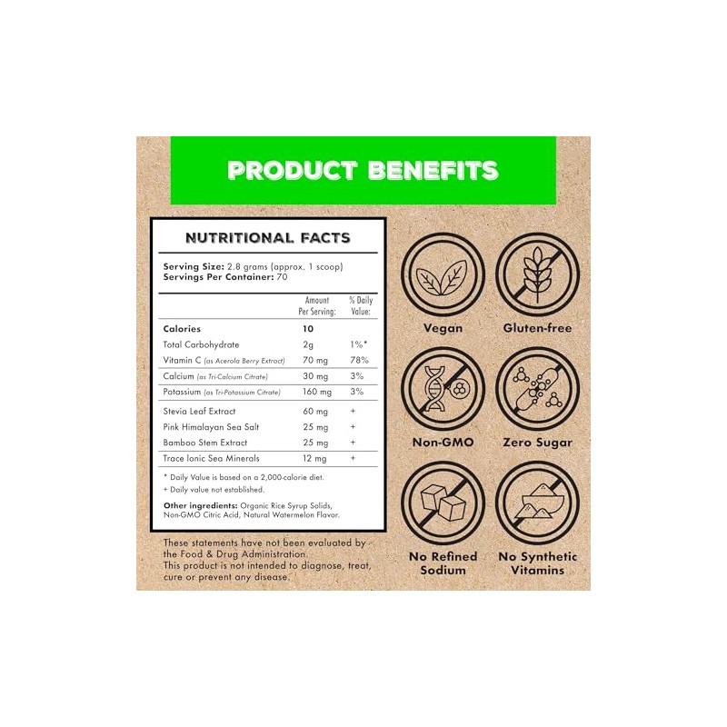 Electrolyte Powder Packets - Vegan Electrolyte Hydration Powder wSea Minerals