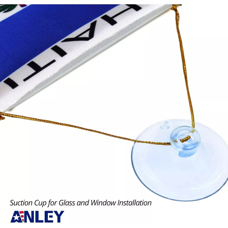 Anley 4 X 6 Inch Haiti Fringy Window Hanging Flag