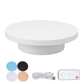 Electric Turntable 360 Degree Rotating Product Photography Display Rechargeable Remote Control 3kg Bearing White 20cm Diameter