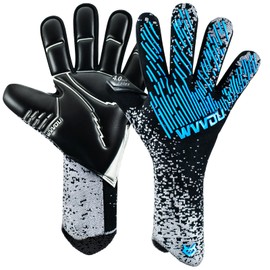 WVVOU Soccer Goalie Gloves Youth Adults, High Performance Goalkeeper Gloves, Breathable Soccer Gloves, 4+3mm Super Grip for The Toughest Saves (BlackBlue, 10)