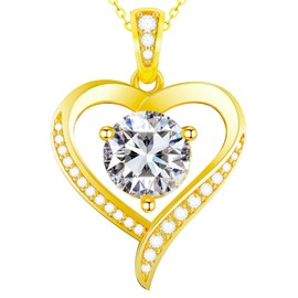 Kuladely Heart Pendent Necklaces for Women, 1-3ct Moissanite Necklace with I love U Engraving - Anniversary Birthday Gifts for Women Her Wife Girlfriend Mom, 925 Silver Jewelry