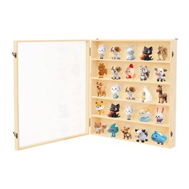BuYouZaiLaa Wooden Display Case for Model Cars Mini Pop Dolls Wall-Mounted Display Storage Cabinet with Transparent Door (5-Tiers)