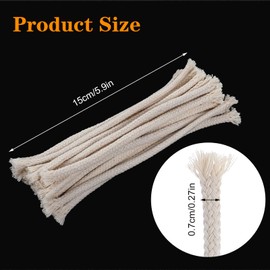 AOZUO 20PCS 1/4" Round Cotton Oil Lamp Wicks, Braided Cotton Replacement Wick for Torches Alcohol Candle Burner Kerosene Lamp Oil Lantern