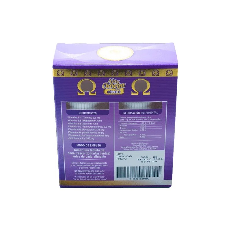 Paq 3 Ajo Y Omega Nutrition Súper B Complex Energy