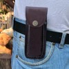 LEATHUX Leather Knife Sheath for Belt, Handmade 5.5” Folding Knife
