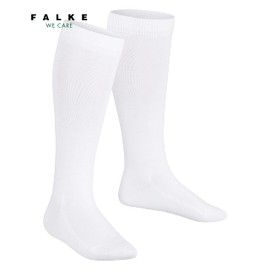 FALKE Unisex Children's Family Knee Socks Breathable Sustainable Organic Cotton Reinforced Children's Knee Socks Long Durable Skin-Friendly Non-Slip Plain 1 Pair, White 2000