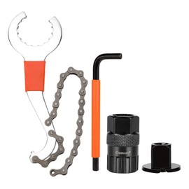 Bicycle Chain Whip Tool Set, QKURT Bike Cassette Removal Tool with Chain Whip + Auxiliary Wrench + Bicycle Rotor Lockring Removal + Bike Sprocket Remover| Bicycle Repair Kit