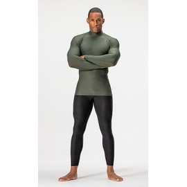 DEVOPS 3 Pack Men's Athletic Turtle Neck Long Sleeve Compression Shirts (Small, Black/Navy/Olive)
