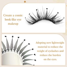 CoMango Premade Spire Anime Lash Extensions Lash Fans C/D Curl Feather Shape Cosplay Comic Lashes 0.07mm Manga Chunk Natural Wispy Lash Extension(Black X-Spire, 0.07-D-Mix8-15mm)