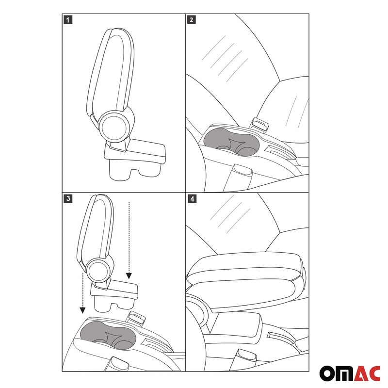 OMAC Black Center Console Armrest for Ford Focus 2012-2014 Plastic