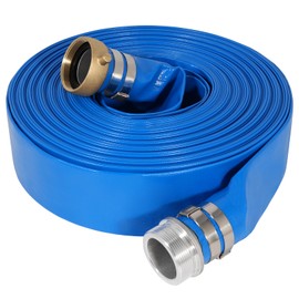 1.5" x 50 ft Backwash Hose for Swimming Pools, Heavy Duty PVC Lay Flat Water Discharge Hose,Durable Pool Drain Hose with Aluminum Pin Lug Fittings for Pump And Filters