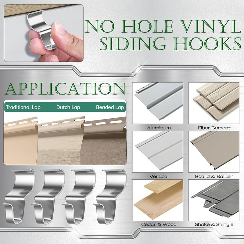 Byttlerom Vinyl-Siding Hooks for Hanging Outdoor, Upgrade Heavy Duty Hooks
